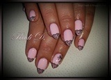Baby pink almond nails with lace