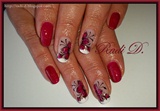 Raspberry red with flowers