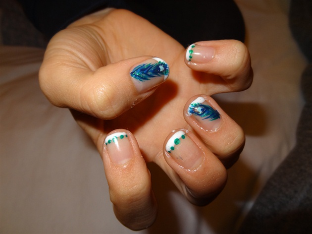 French Tip Peacock Nail Art Design - wide 7