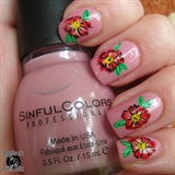 Red floral nails! 