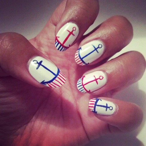 Patriotic Nautical Nails