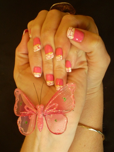 pink with white crackle