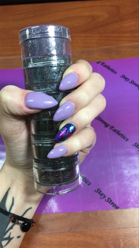 Grape Nails With Rainbow Foil Accent Nai