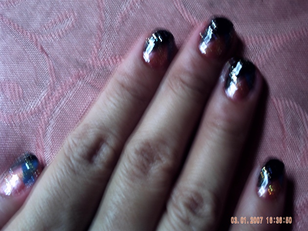 black@pink abstract design nail art...