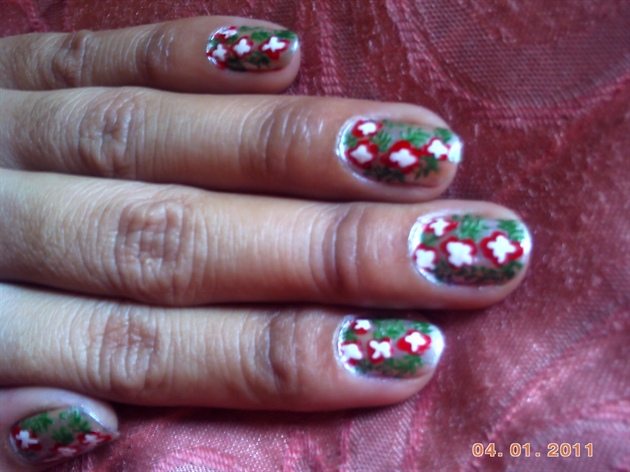 xmass flower nail art
