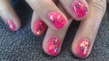 Neon Pink colored gel with glitter