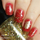 Christmas nails - Red and Gold