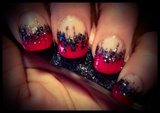 Red And Black Glitter Tips