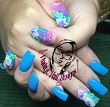 Baby Blue And 3D Flowers