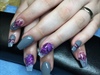 Purple And Gray Coffin Nails