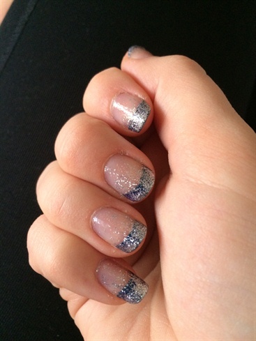 Blue French With Glitter 
