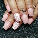 Pink sculpted nails stamping 