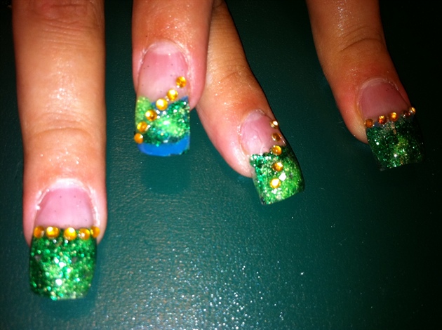 Green and blue glitter