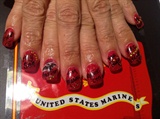 Marine hand painted nails