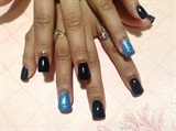 Blue glitter and black nails