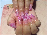 Pink acrylic nails