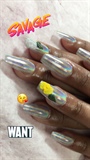 Apres nails Using Chrome And 3d Flowers
