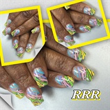 Colorful Tiger Stripes On Glitter Acryli