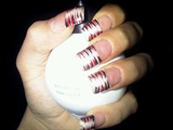 french manicure red/black stripes