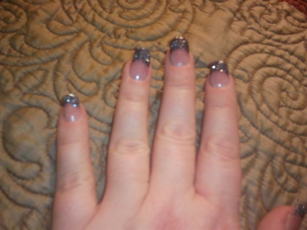 Black and Silver Glitter Acrylic French