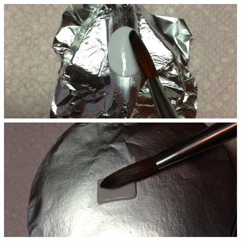 Sculpt the 3D parts on the foil with white acrylic mixture.