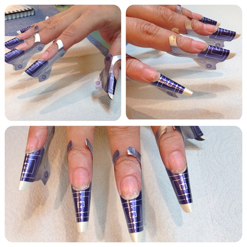 After the preparation, apply free forms on nails. Make sure to fit perfectly.