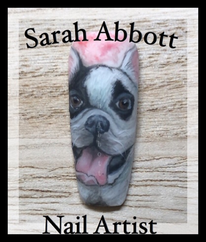 Freehand French Bulldog Nail Art 