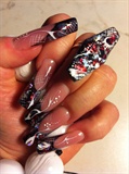 Black French Abstract Nails 