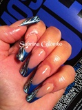 Blue Abstract Gel Nails