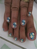 blue and white floral