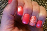 Coral with glitter &amp; stamp