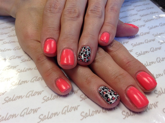 Coral and silver leopard