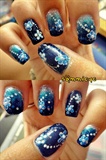 Blue gradient with flowers