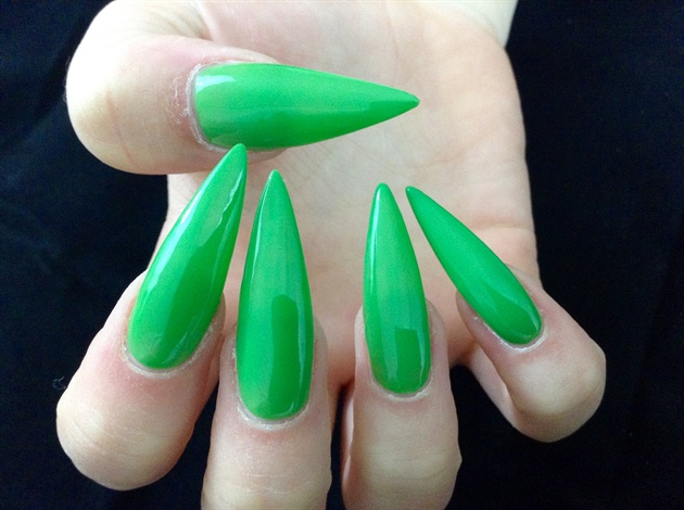Apply 2 coats of a felt green gel polish, curing each layer for the required amount of time