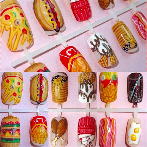 junk food / fast food nail art on press