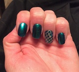 Teal and silver glitter plaid