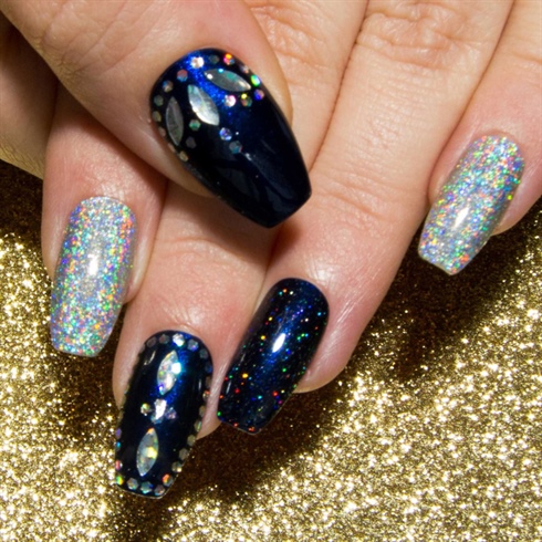 Navy Glitter Placement &amp; Galaxy Chrome