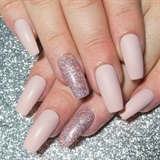 Matte Nude Pink &amp; Holographic Glitter