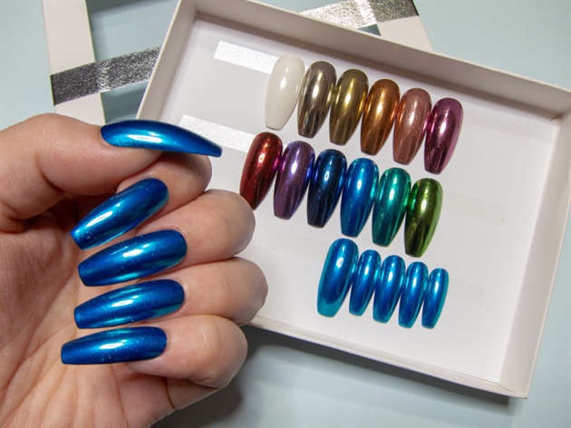 Blue Chrome Nails (single colours) 