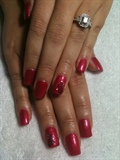 Pinky Red Shimmer Acrylics/Gel Overlay