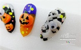 Halloween nail art with Korean pumpkins