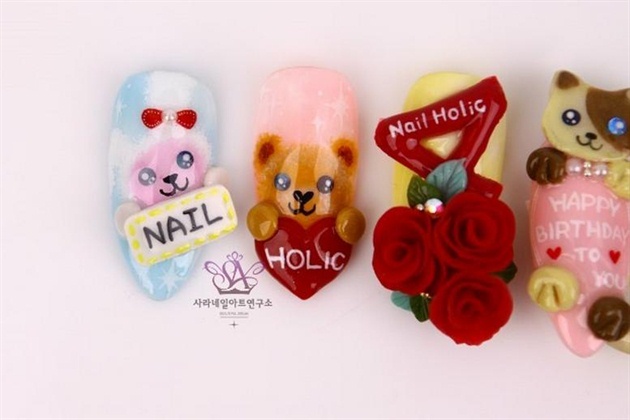 teddy bear nail art