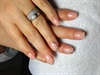 Nude gel nails with chunky glitter