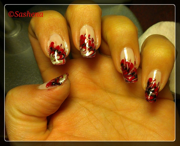 no water marble-red and black