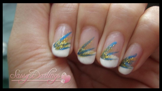 Blue and Gold French Tip