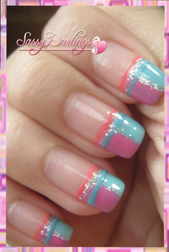 Pink and Blue French Tip