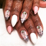 Almond Shaped Tips With Rhinestoned Art