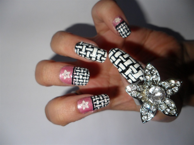 floral and woven nails