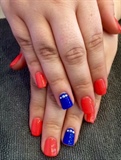 Blue And Coral Gel Manicure 