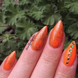 Orange Green Flower Stamping